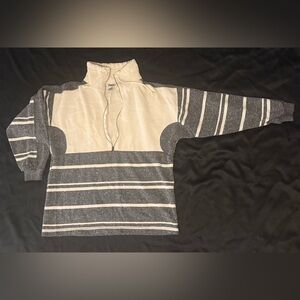 Vintage 90s Tangier Striped Gray and Cream Pullover Sweater
